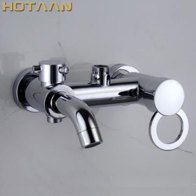 China Without Slide Bar Chrome Plated Wall Mounted Bathroom Mixer Tap Copper Control Valve Shower Mixing Faucet Concealed Faucet for sale