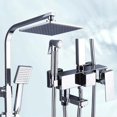 China Without Slide Bar Chrome Plated Wall Mounted Bathroom Mixer Tap Copper Control Valve Shower Mixing Faucet Concealed Faucet for sale