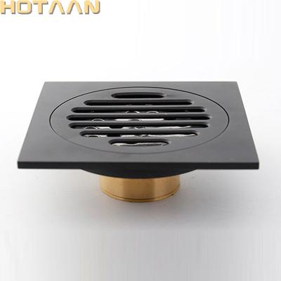 China Modern Euro Floor Drains Black Bathroom Deodorizer Floor Shower Square Floor Drain Strainer Cover Grid Waste for sale