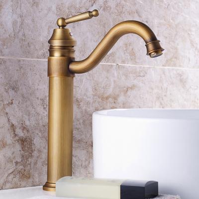 China Modern Single Handle Antique Brass Basin Vanity Sink Faucet Color Bathroom Mixer Deck Mounted Hot And Cold Water Sink Faucet for sale