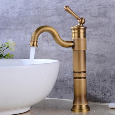 China Modern Single Handle Antique Brass Basin Vanity Sink Faucet Color Bathroom Mixer Deck Mounted Hot And Cold Water Sink Faucet for sale