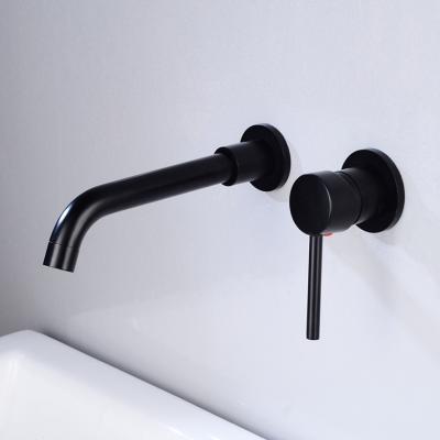 China Modern Black Single Handle Bathroom Mixer Tap Sink Vanity Basin Hot and Cold Wall Mounted Sink Faucet for sale