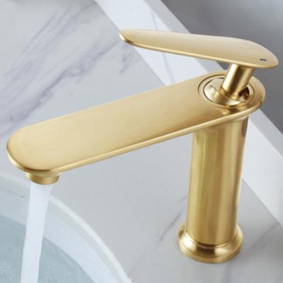 China Modern Single Handle Gold Bathroom Basin Vanity Sink Faucet Mixer Deck Mounted Hot And Cold Water Sink Faucet for sale