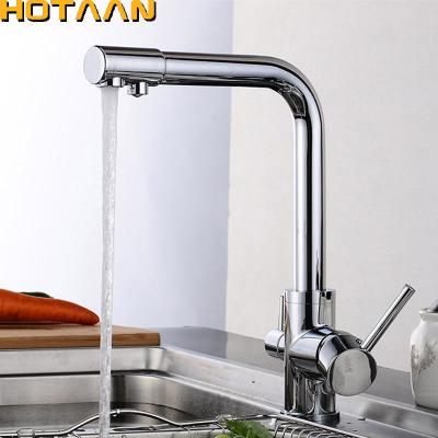 China Modern Single Hole Filter Kitchen Faucet Drinking Water Chrome Plated Hot And Cold Pure Water Sinks Deck Mounted Copper Mixer Tap for sale