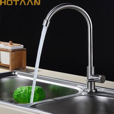 China Modern Kitchen Faucet 360 Degree Rotation Water Mixer Tap SUS 304 Stainless Steel Single Cold Water Kitchen Faucet for sale