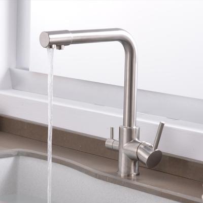 China Modern SUS 304 Pure Water Kitchen Faucet Single Outlet Spouts 360 Swivel Handheld Shower Kitchen Mixer Crane Hot Cold Taps for sale