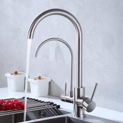 China Modern SUS 304 Pure Water Kitchen Faucet Single Outlet Spouts 360 Swivel Handheld Shower Kitchen Mixer Crane Hot Cold Taps for sale