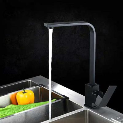 China Modern Square Color Kitchen Sink Zinc Alloy Black Faucet Single Handle Taps Kitchen Mixer Hot And Cold Water for sale