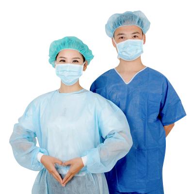 China Short Sleeve In Stock Disposable Medical Scrub Suit Nurse Hospital Uniform PP PP+PE Nonwoven Doctors Clothing for sale