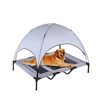 China Sustainable Portable Outdoor Dog Bed Raised Pet Cradle With Portable Canopy for sale