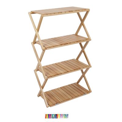 China Modern Outdoor Wooden Shelf Foldable Camping Shelf Beech for sale