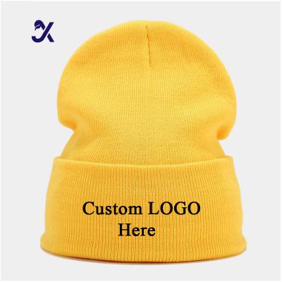 China COMMON JX Fashion Plain Streetwear Knit Winter Hat Thick Slouchy Beanies Hats Fleece Lined Waffle Knit Cap for sale