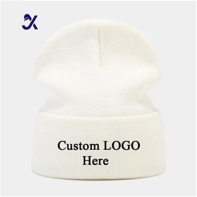 China COMMON JX 2023 Fashion Winter Hat Customizable Hats Purple Plain Jacquard Logo Letter Knit Cuffless Beanie Hat Caps For Women for sale