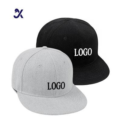 China COMMON JX Hot Sale Hats With Custom Logo 5 Panel Flat Brim Embroidered Unstructured Cotton Twill Snapback Hats Caps for sale