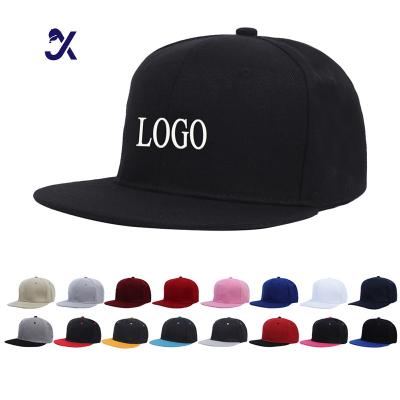 China COMMON JX Oem Factory Custom 5 Panel Rubber Patch Logo Cotton Hat High Quality Sport Gorras Flat Brim Hip Hop Black Snapback Cap for sale