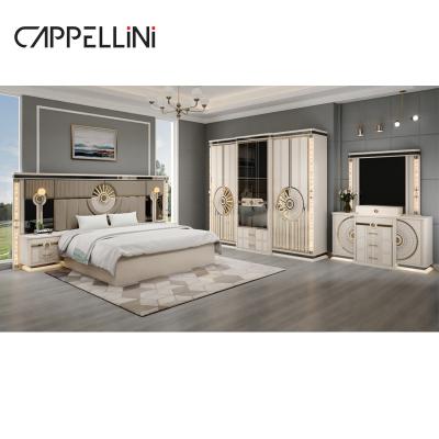 China Modern Luxury Wood King Size Leather Bed Sets Double Master Room Home Queen Full Mdf Wooden Bedroom Furniture Set en venta