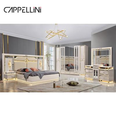 China Luxury Wooden Frame King Size Leather Bed Bedroom Sets Double Home Queen Wood Modern Full Bedroom Furniture Set for sale