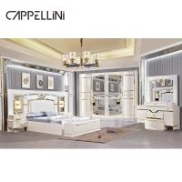 China White Home Wooden Leather Queen Bed Set Villa Master Room Wood King Size Mdf Modern Luxury Full Bedroom Sets Furniture for sale