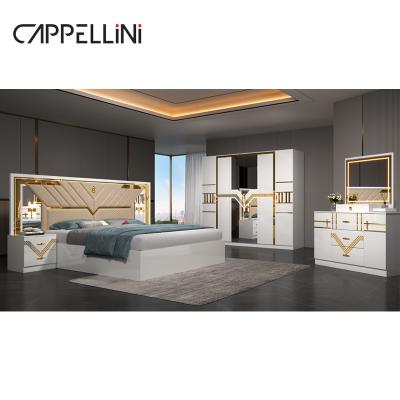 China Foshan Wholesale Full Set King Size Leather Bed Room Double Wooden Home Cheap Queen Modern Luxury Bedroom Sets Furniture for sale