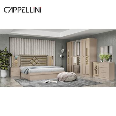 China Cheap Price Queen Size Wooden Headboard Modern Leather Bed Rom Suite Luxury King Size Mdf Full Bedroom Furniture Set for sale