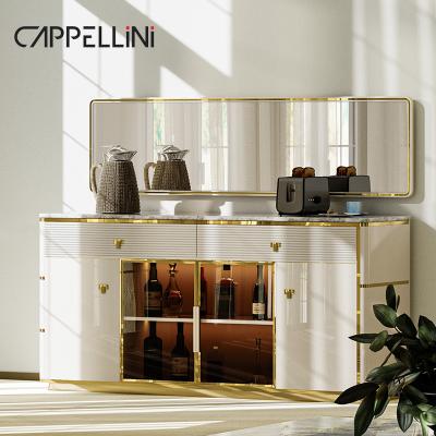 China Modern Design Cozinha Balcão Buffet Gabinete Sala de jantar Casa Mobiliário de luxo Armazenamento Balcão de madeira com espelho à venda