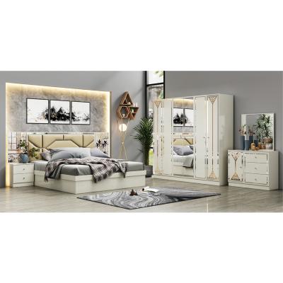 China Nuevo diseño mayorista de cama doble de madera conjunto de habitación de lujo hogar marco de madera barata King Size muebles modernos conjuntos de dormitorio en venta