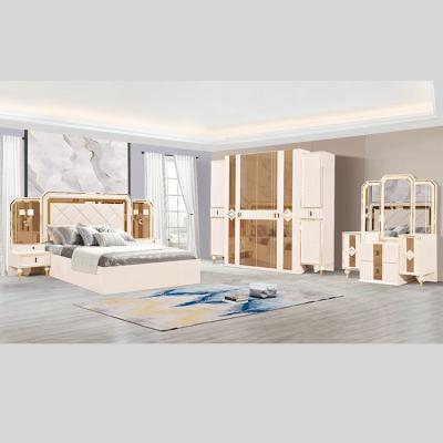 China MDF Board Glass Villa Bedroom Sets Furniture With Large Backrest for sale