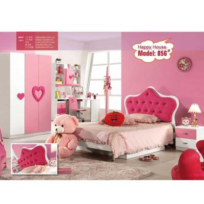 China Cabrini Girls Bedroom Furniture With Desk Pink Princess Bed 1280*2050mm for sale