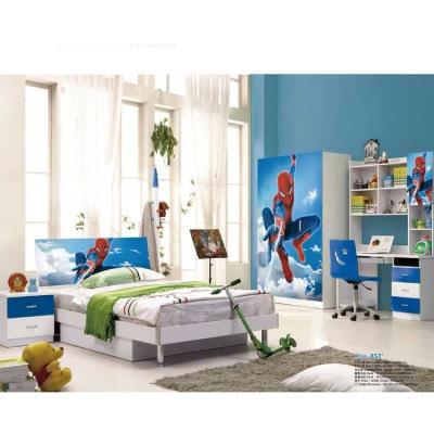 China De stevige Houten Blauwe Witte Spiderman-Kinderenslaapkamer plaatst 2m Te koop