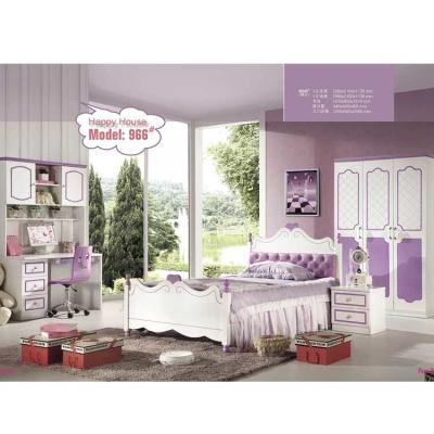 Chine Les meubles en bois solides mauve-clair de chambre à coucher d'unité centrale de forces de défense principale placent pour des filles à vendre