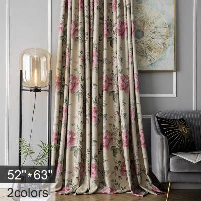 China Blackout Amazon hot sales factory direct supplier flower design printed curtains for living room window for sale