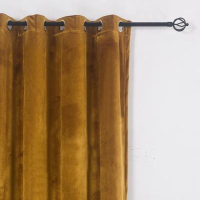 China Blackout Super Soft Hand Feeling Curtain Living Room Velvet Blackout Grommet Curtains Panel,Yellow For Living Room for sale