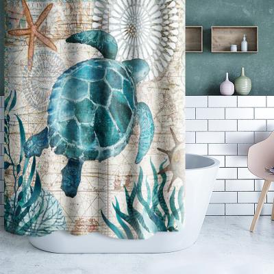 China Viable 3D Ocean Fish Shower Curtain Set With Hooks, 72*72 Inch Scenic Waterproof Nature Bathroom Decor For Ocean Themed Home for sale