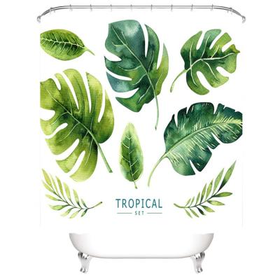 China ZhongHua Modern Peva Leaves Digital Printed Shower Curtain For Bathroom for sale