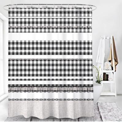 China Sustainable Luxury Classic Plaid Design Hotel Bathroom Shower Curtain for sale