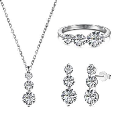 China TRENDY 2024 Zircon Collection Platinum-Plated Sterling Silver Solitaire Pendant Necklace fine jewelry earrings for sale