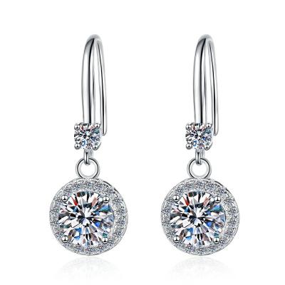 China TRENDY 2024 High quality Wedding Bridal Small Round Gemstone 1ct Moissanite Luxury huggie sliver 925 Sterling Hoop Earings for sale