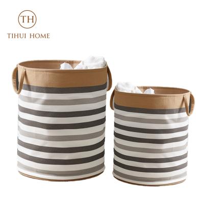 China Tihui Sustainable Homer Circular Fabric Storage decked with charming striped patterns the perfect multifunctional solution to neatly for sale