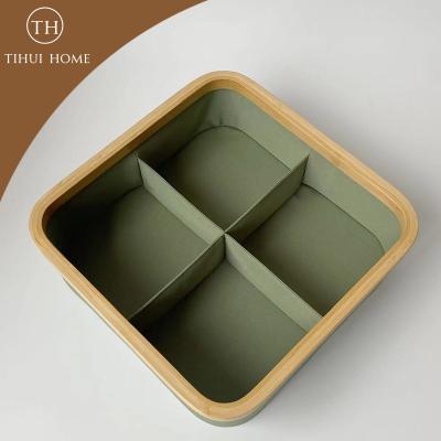 China Tihui Sustainable Home OEM Tissue Storage Box Bamboo Socks Underwear With Multifunctional Compartments Desk Drawer for sale