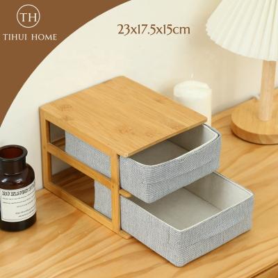 China Tihui Home OEM Manufacturers Viable Bamboo Multi-Compartment Underwear Fabric Full Storage Children Storage Box Viable Full Storage Box for sale