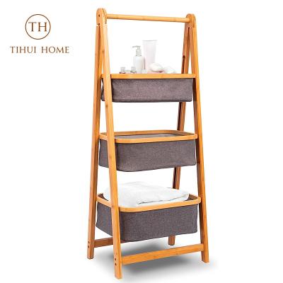 China Tihui Sustainable Home 3 Tier Fold Out Basket Shelf Storage for sale