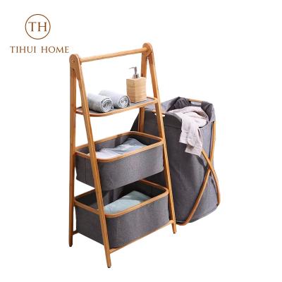 China Tihui Foldable Home 3 Tier Fold Out Basket Shelf Storage for sale