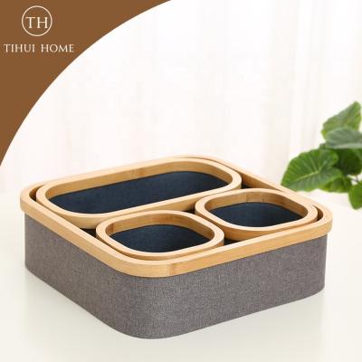 China Tihui Sustainable Home Tissue Storage Basket Set Of 4 For Universal Cube Shelf Cabinet Bookcase Drawer Cabinet Organizer Bin With Bamboo R for sale