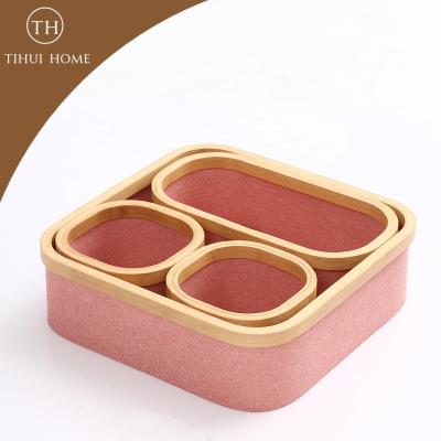 China Tihui Sustainable Home Tissue Storage Basket Set Of 4 For Universal Cube Shelf Cabinet Bookcase Drawer Cabinet Organizer Bin With Bamboo R for sale