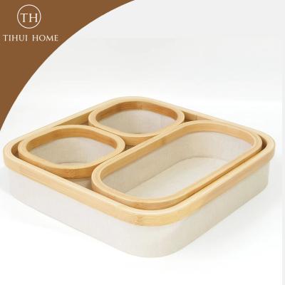 China Tihui Sustainable Home Tissue Storage Basket Set Of 4 For Universal Cube Shelf Cabinet Bookcase Drawer Cabinet Organizer Bin With Bamboo R for sale