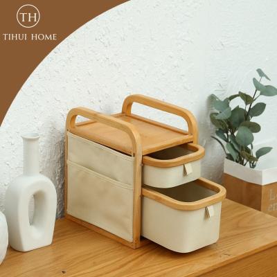 China Bamboo Type Storage Boxes Cosmetics Jewelry Stationery Tihui Sustainable Home Drawer Desk Organizer for sale