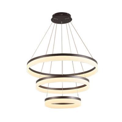 China Modern Minimalist Modern Minimalist Home Bedroom Pendant Light Restaurant Cafe LED Ring Hanging Black Acrylic Chandelier for sale