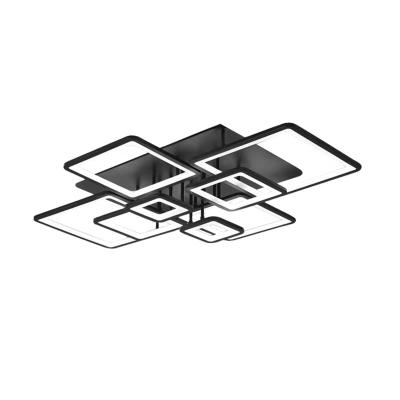 China Nordic minimalist modern simple living room led ceiling lamp minimalist bedroom lights rectangular shape semi flush ceiling lamp for sale