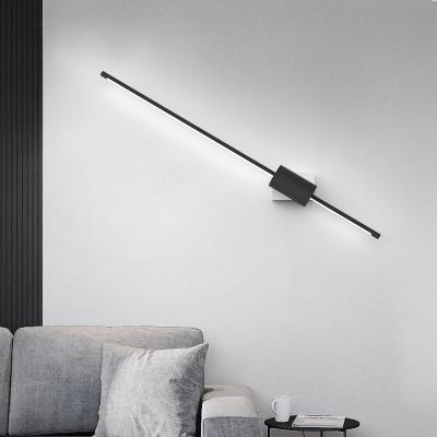 China Modern Modern LED Bedside Amazons Reading Nordic European Single Bedroom LED Wall Lamp Acrylic Stripe Strips Matt Black AC 85-265V for sale