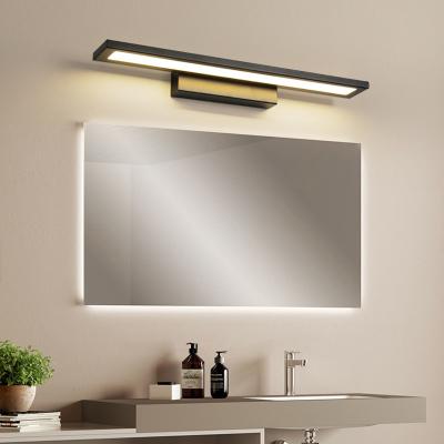 China Modern Simple Black Linear Decorative Hollywood Style Make Up Indoor Mirror Led Wall Bathroom Lamps for sale